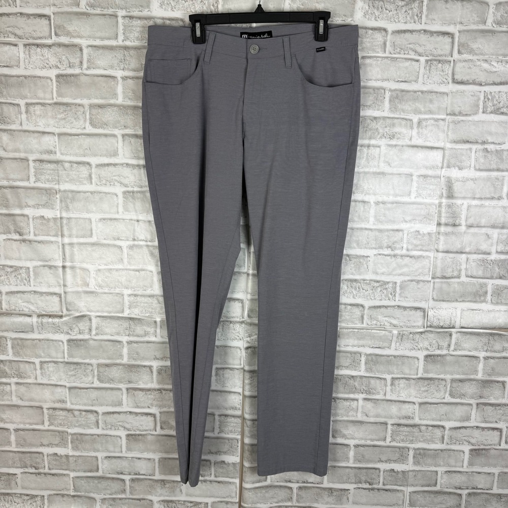Travis Mathew Mens Solid Grey Performance Golf Pants Trousers Size 34 x 32